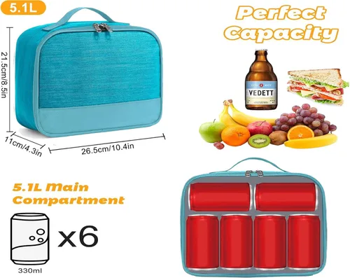 Vista 3 de ZM-YOUTOO Lonchera para hombres – Bolsa de almuerzo reutilizable para hombres adultos y mujeres – Lonchera aislada para oficina, senderismo