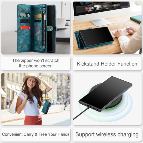 Vista 6 de Asuwish Funda para teléfono Samsung Galaxy Note 10 Plus Glaxay Note10+ 5G con cremallera, protector de pantalla de vidrio y tarjetero con tapa