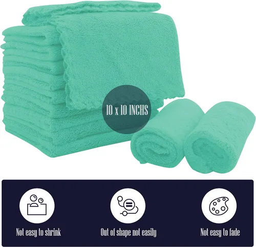 Vista 2 de Paquete de 16 toallitas para bebé - 10x10 pulgadas, vellón de coral - Paños de lavado extra absorbentes y suaves para recién nacidos, bebés y niños