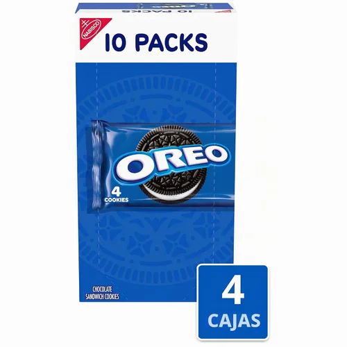 Vista 4 de OREO Galletas de sándwich de chocolate, 40 paquetes de aperitivos (4 galletas por paquete, 4 cajas)