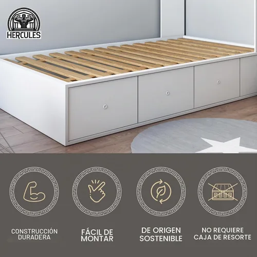 Vista 3 de Hercules Xtreme - Láminas de soporte para cama, tablero de pino macizo resistente, tamaño individual