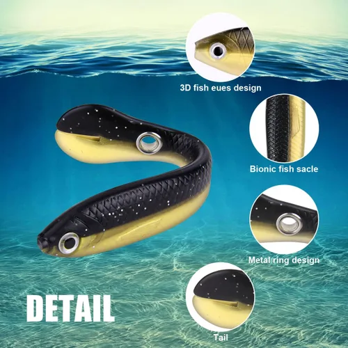 Vista 2 de Ainiv Bionic - Señuelo de pesca, suave kit de señuelos de pesca biónicos creativos y realistas, accesorio de pesca para agua dulce y salada