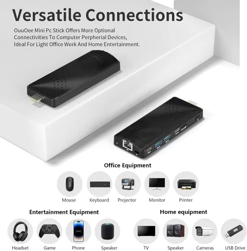 Vista 5 de Mini PC Stick Sin Ventilador, Celeron J4105, 8 GB de RAM 128 GB de Almacenamiento, Micro Computadora Stick Soporta 4K 60HZ HDMI, USB PD3.0, Gigabit