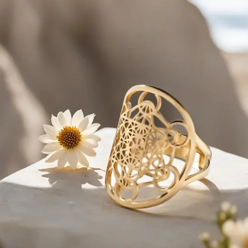 Vista 3 de YILUOCD Metatron - Anillo de cubo con sello de ángel, arcángel, metatrón, cubo, declaración de protección, ahuecado, para mujer, de acero