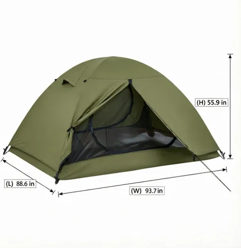 Vista 2 de Tienda de campaña domo ultraligera de doble capa impermeable para 2/4 personas de 4 estaciones para mochileros – Configuración fácil,