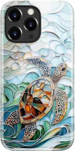 Vista 37 de LUMARKE Funda para iPhone 14/iPhone 13, lindo Y2K floral, carga inalámbrica Mosaico Tortuga Shell