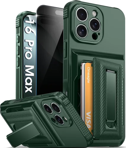 Vista 18 de Oneagle Funda tipo cartera para iPhone 16 Pro Max con tarjetero y soporte