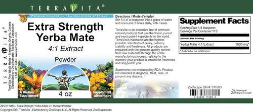 Vista 3 de Extracto de polvo extra fuerte de yerba mate 4:1 (4 oz, ZIN: 511083) - Paquete de 3