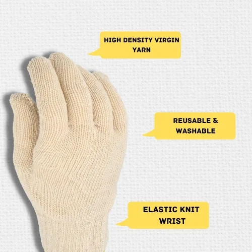 Vista 5 de PackagingSuppliesByMail PSBM Cotton String Knit Gloves, Hand Protection Lightweight Work Gloves