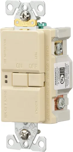 Vista 2 de EATON SGFD20V Receptáculo Gfci autocomprobado, 125 V, 20 A, 2 polos, 3 cables, marfil