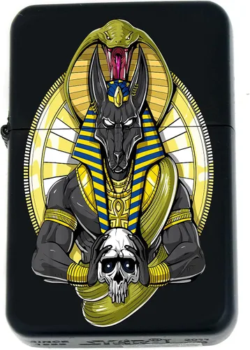 Vista 28 de Faraón, egipcio, tutankamón, cleopatra, ojo de Horus, pirámides-Ankh, leona-diosa única coleccionable s Infinity negro mate encendedores a prueba
