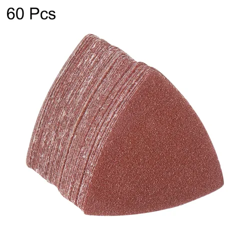 Vista 3 de HARFINGTON 60 piezas de papel de lija triangular de gancho y bucle, 40 granos, almohadillas de lijado de óxido de aluminio de 3-1/8 pulgadas, papel