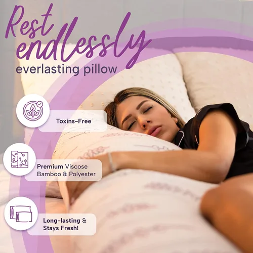 Vista 3 de Almohada de cuerpo completo de lujo lavanda para adultos, espuma viscoelástica suave y transpirable, larga para dormir, dormir de lado, incluye