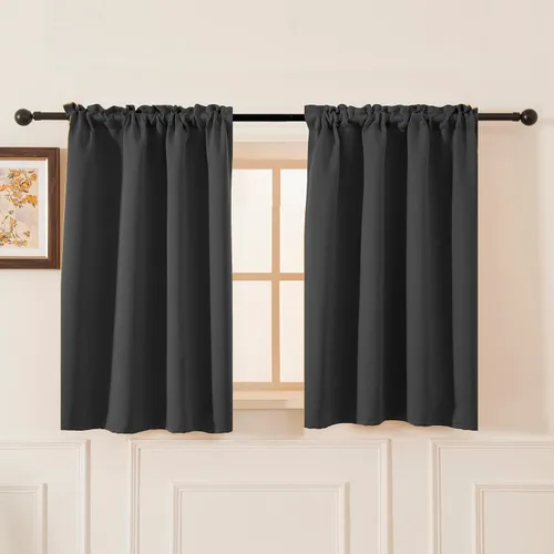 Vista 41 de Pickluc Cortina opaca de cocina de 20 pulgadas de largo, con bolsillo para barra, cortinas para ventanas pequeñas en sala de estar, sótano Beige