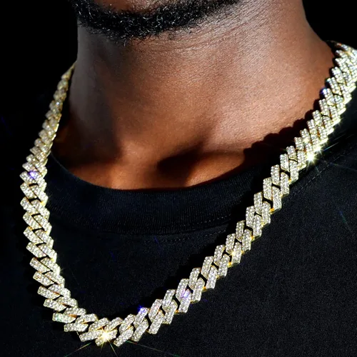 Vista 4 de Cadena de eslabones cubanos de 0.55 pulgadas para hombre, collar de cadena de eslabones cubanos de Miami, pulsera para hombres y mujeres, cadenas