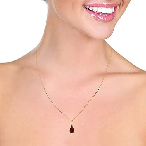 Vista 3 de Galaxy Gold GG Collar de oro amarillo de 14 quilates con diamante rubí, Metal, Rubí