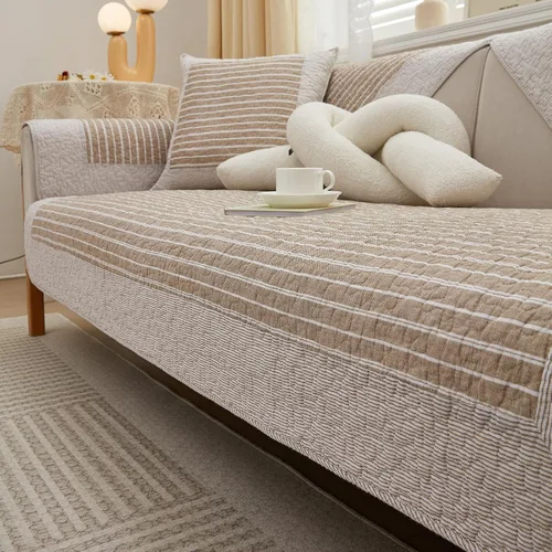 Vista 3 de Paquete de 2 fundas de almohada acolchadas de algodón, estilo bohemio a rayas grises, fundas de almohada suaves para sofá, cama, sala de estar