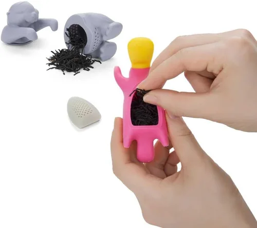 Vista 2 de Infusor de té para té de hojas sueltas, paquete de té de silicona, un regalo divertido e ideal para los amantes del té, amigos y familiares, juego