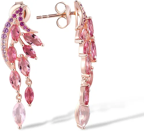 Vista 2 de Santuzza Aretes de plata de ley 925 con alas de ángel y plumas de la suerte para mujer