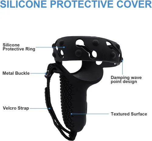 Vista 3 de Mcbazel 1 par de fundas de agarre para controlador Oculus Quest 2, funda protectora de silicona antideslizante y anticaídas con correa de mano