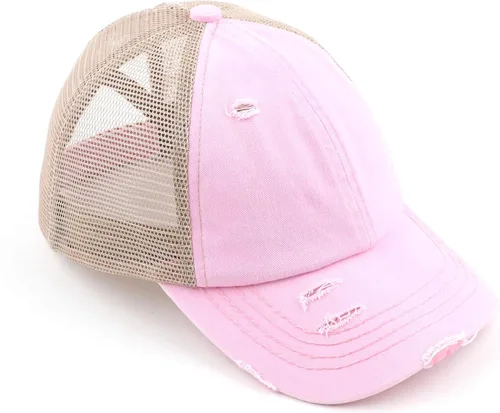 Vista 2 de C.C - Gorra de béisbol con diseño para cola de caballo, ajustable, con malla y brillantina