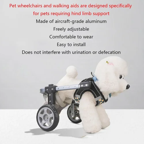 Vista 3 de Dog Wheelchair for Back Legs,Lightweight 2/4 Wheels Pet Wheelchair,Disabled Hind Legs Walking Stable Dog Cart,Adjustable, Quiet and Wear-Resistant