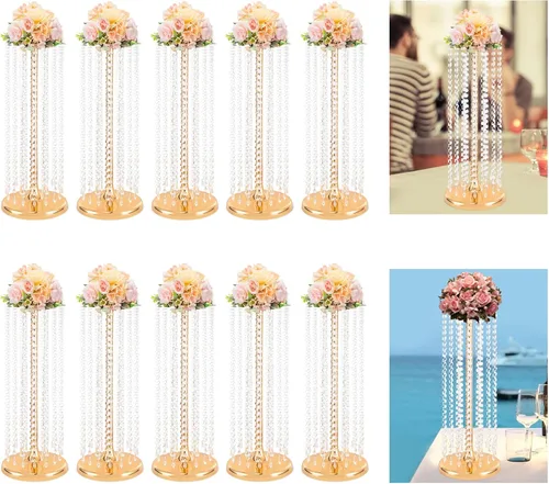 Vista 6 de 10 piezas de centros de mesa de boda de 23.6 in de alto, jarrones de flores elegantes a granel para decoración de mesa de centro de mesa, soportes