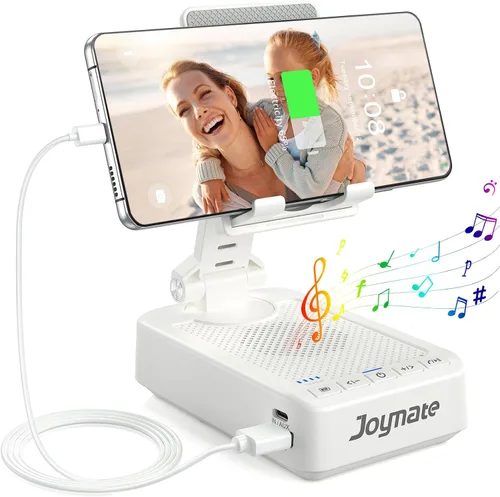 Vista 9 de Regalos para hombres y mujeres, soporte para teléfono con altavoz Bluetooth y función de carga, ángulo rotatorio de 360° ajustable, soporte