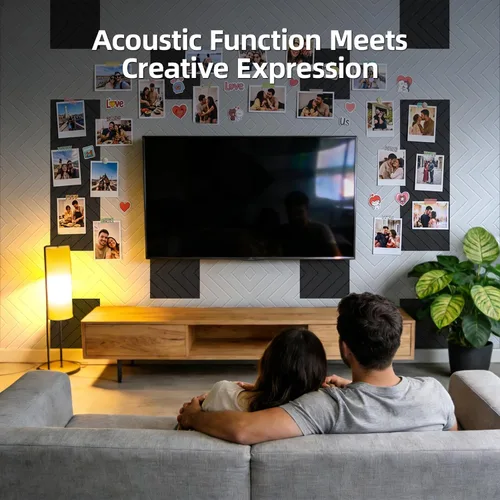 Vista 8 de Vieshful Paneles acústicos autoadhesivos, paneles de pared insonorizados de 12 x 12 x 0.4 pulgadas, absorbentes de sonido de alta densidad, paneles