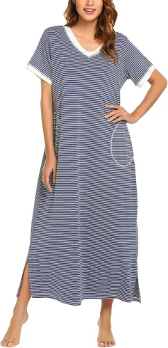 Vista 2 de Ekouaer - Camisón largo y de manga corta para mujer