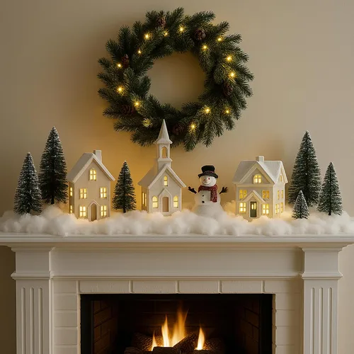 Vista 6 de Decoración de nieve falsa de Navidad, nieve artificial esponjosa, manta de nieve de algodón resistente a la llama para interiores, ideal para pueblo