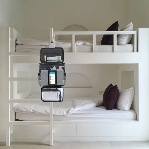 Vista 8 de Funambulist Carrito de ducha de gran capacidad portátil para dormitorio, esencial para estudiantes universitarios, niñas/chicos (gris)