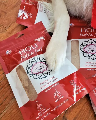 Vista 8 de HOLI Alimento para perros liofilizado - Paquete de 3 unidades de 2 onzas (hígado de res, pechuga de pollo, salmón) Mezcla en potenciador de sabor