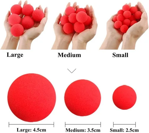 Vista 2 de 10 bolas de esponja rojas, herramientas mágicas suaves, ligeras, mini bolas de esponja mágicas, accesorios de truco de comedia clásica de calle
