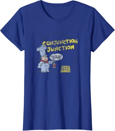 Vista 10 de Schoolhouse Rock Conjunction Junction Conductor Retro TV Camiseta Asfalto