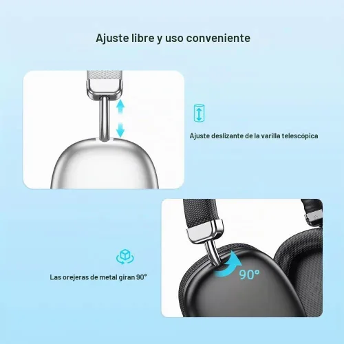 Vista 3 de Auriculares inalámbricos sobre la oreja, auriculares Bluetooth 5.3 con cancelación de ruido con micrófonos, audio de alta resolución, tiempo