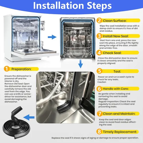 Vista 8 de Actualización DD62-00043A para sello de puerta de la tina frontal del lavaplatos Samsung, actualización de goma - Compatible con piezas