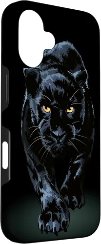 Vista 3 de iPhone 16 Black Panther Walking Toward Shadow - Estuche de regalo para amantes de los gatos salvajes