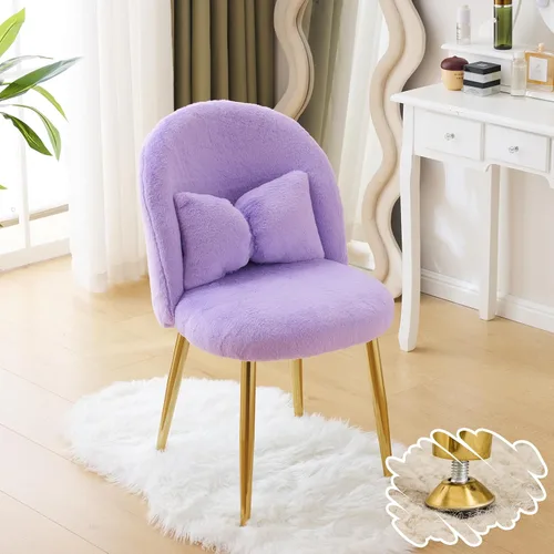 Vista 10 de Vingli Silla de Maquillaje de Pétalos con Respaldo, Silla Linda de Escritorio para Niñas Cómoda Sin Ruedas, Silla Moderna de Comedor, Silla