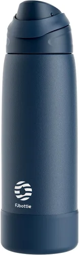 Vista 21 de FJbottle Botella de agua aislada de acero inoxidable, 24 onzas, sin popote, botella de agua deportiva a prueba de fugas con asa ajustable para Azul