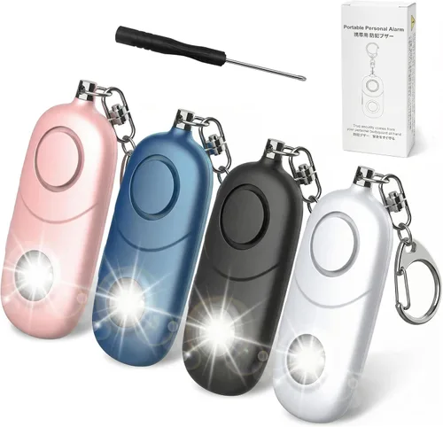 Vista 14 de Alarma personal para mujeres, llavero de alarma: Qoosea 135dB llavero de emergencia sirena con luz estroboscópica sirena fuerte para mujeres, niños