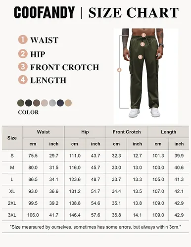 Vista 6 de COOFANDY Men's Casual Cargo Pants Cotton Drawstring Athletic Jogger Sweatpants