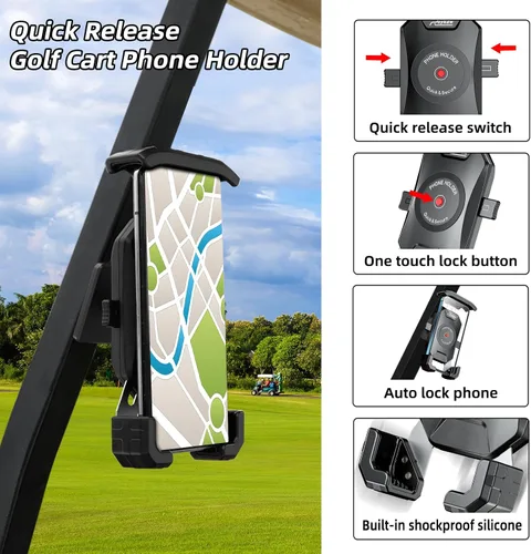 Vista 4 de Roykaw Soporte Magnético para Teléfono de Carrito de Golf Compatible con EZGO/Club Car/Yamaha, Compatible con iPhone/Galaxy/Google Pixel, Imán