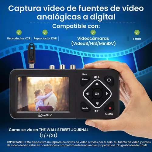 Vista 2 de ClearClick Video to Digital Converter 2.0 (Segunda Generación) - Graba video de VCR, cintas VHS, AV, RCA, Hi8, videocámara, DVD, sistemas