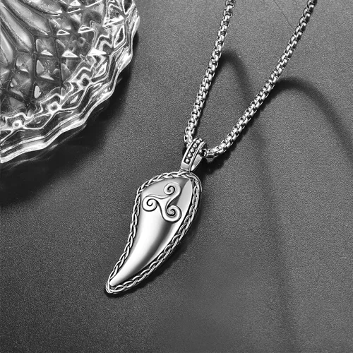 Vista 6 de Wolf Teeth Necklace Sterling Silver ValknutTriskele Viking Wolf Teeth Pendant Wolf Jewelry for Men Women