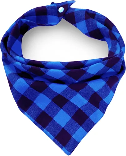 Vista 17 de AnF Bandana de Cumpleaños a Cuadros para Perro y Pañuelo Triangular para Perro - Algodón Suave, Doble Capa, Bandanas Lavables con Botón Ajustable