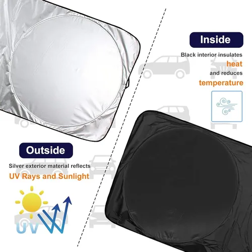 Vista 6 de Car Windshield Sunshade for Honda HR-V 2023 2024 2025, Blocks Heat UV Rays for Trucks SUVs, Reflective Sun Screen Protector Interior Cooler