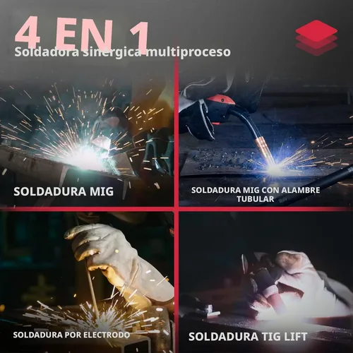 Vista 2 de YESWELDER Soldador MIG 160A, 110V/220V Voltaje Dual, 4 en 1 Gas MIG/Flux Core MIG/Elevación TIG/Stick Multiproceso Pantalla Digital LED Grande