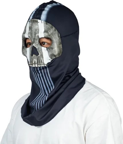 Vista 3 de A&C Hero Máscara de calavera fantasma, pasamontañas de esqueleto, máscara de disfraz de rostro completo, máscara para disfraz de Halloween, cosplay