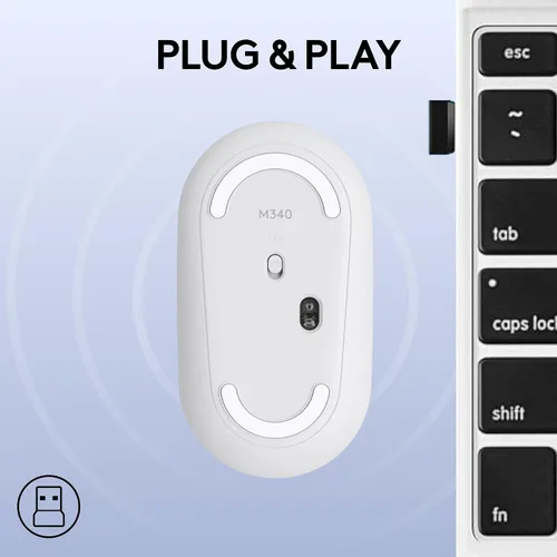 Vista 5 de Logitech Ratón inalámbrico silencioso ambidiestro compacto M340 - Azul